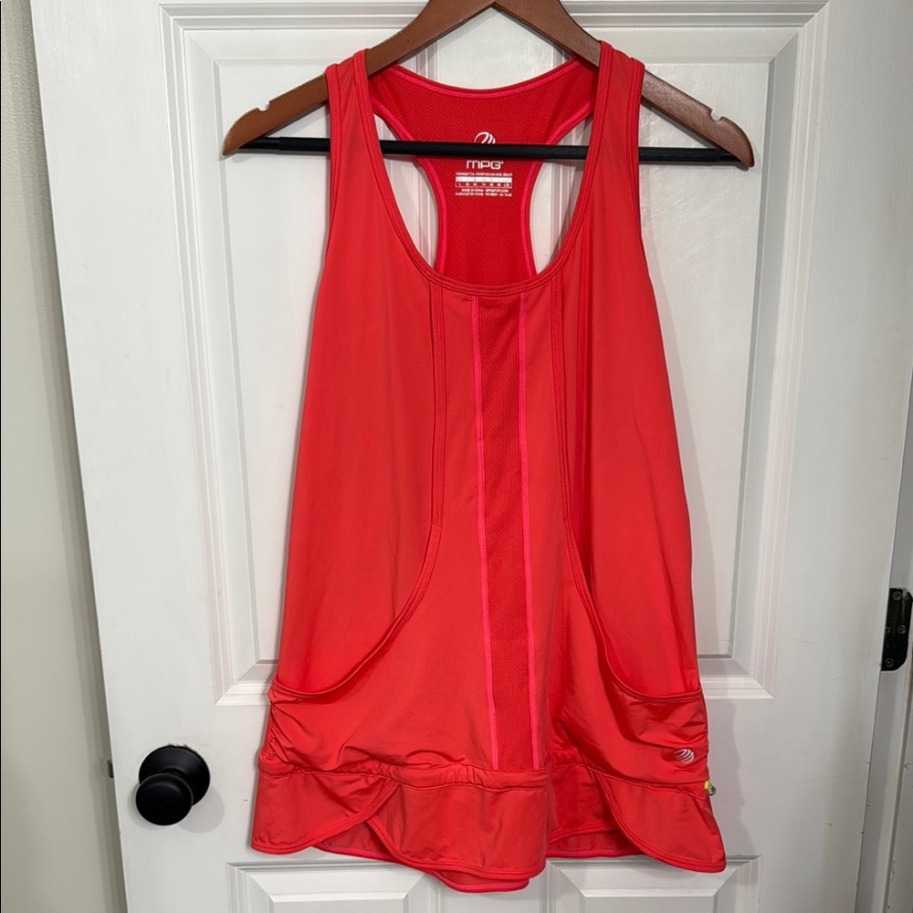 MPG Red Ruffled Relaxed Tank Top